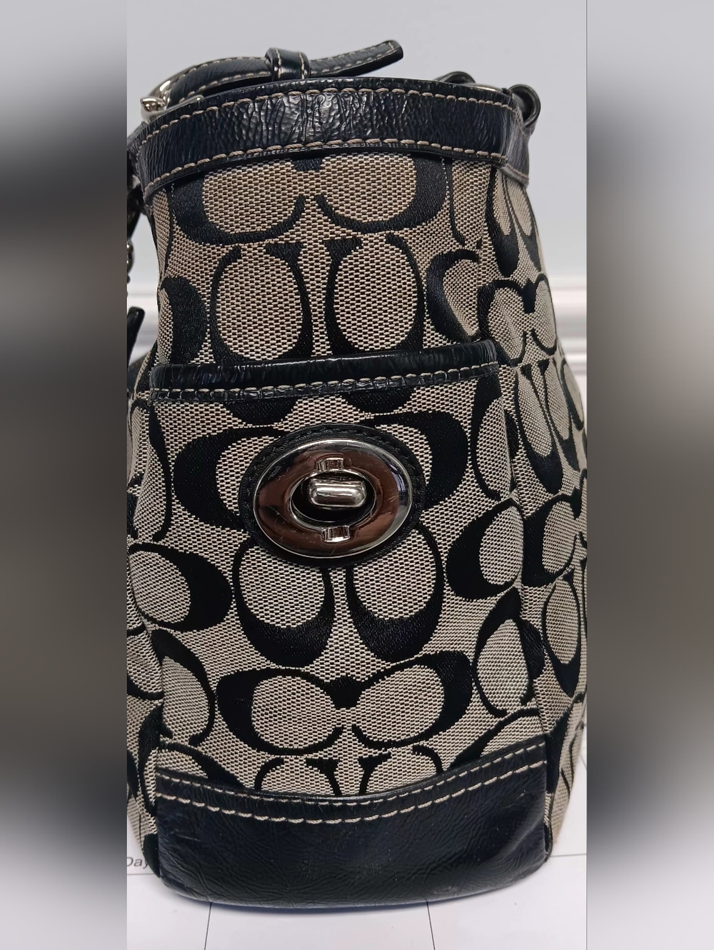 Coach Leather Trimmed East West Satchel - Picture 4 of 10
